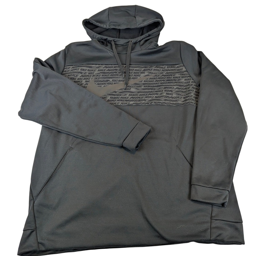 Nike Dri-FIT Mens XXL Black Swoosh Logo Graphic  Hoodie‎ Sweatshirt Training